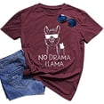 thumbnail image 1 of YourTops T-Shirt Femme No Drama Llama (US m, 3-Rouge Vin), 1 of 2