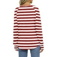 thumbnail image 3 of Kaemgyyd Women Striped Long Sleeve Sweater Causal Oversized Knit Pullover Tops Loose Crewneck Ribbed Fall Clothing with Thumb Hole, 3 of 6