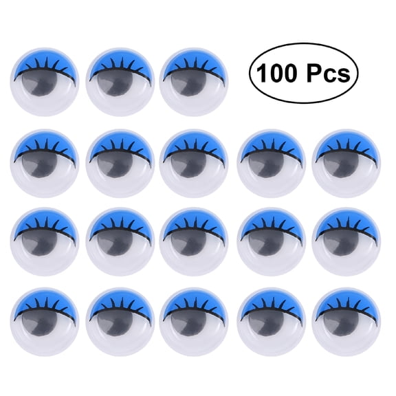 BESTSKY 100Pcs 8mm Eyelashes Wiggly Wobbly Googly Eyes for Toys DIY Craft Decor (Blue)