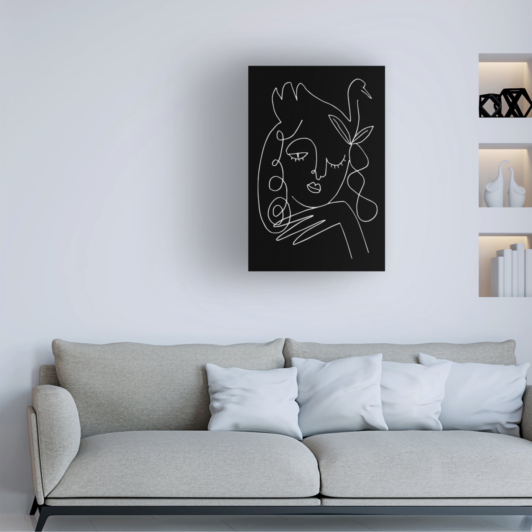 Trademark Fine Art Pictufy Studio Lineart Swan Black Vector 005 Canvas Wall Art
