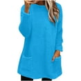 thumbnail image 2 of Blouse d'Hiver Ample à Manches Longues pour Femmes avec Poches - Haut à Col Rond Extensible pour Tenue Décontractée, 2 of 9