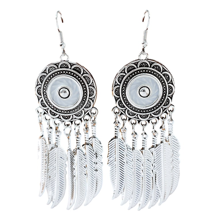 Bohemian Vintage Silver Hollow Mountain Dangle Earrings – Blue Glacier Landscape Drop Earrings For Women