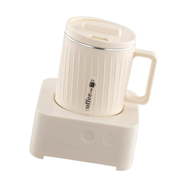 Lipstore Coffee Warmer Set Electric Coffee Mug Heating Mug Multipurpose Cooling Mug Cooling Cup for Living Room Travel Kitchen Presents Beige