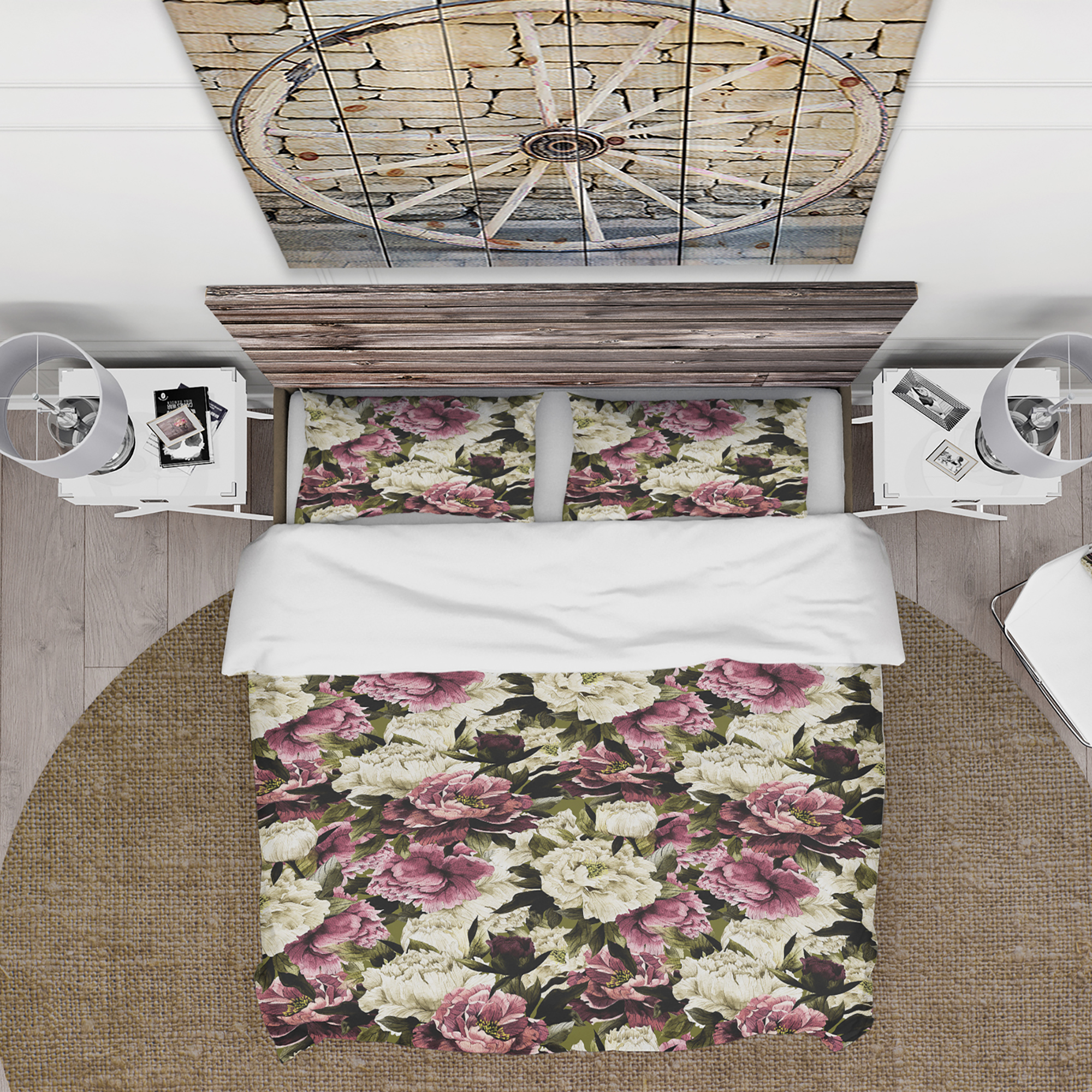Designart 'Pink and White Blossoming Peonies' Floral Duvet Cover Set