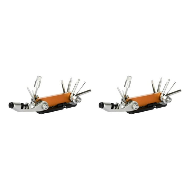 maskred Vélo Réparation 15 en 1 Kit d'Outils de Réparation de Cyclisme Multifonction avec Tourillonneur Chaîne Rivet Extracteur Prise Hexagonale Clé Orange 2PCS