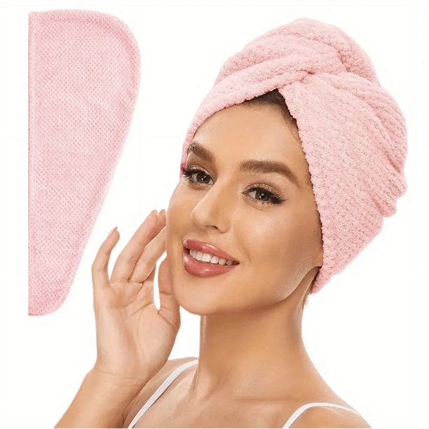 Toalla para el cabello de Color sólido, gorro para el cabello seco con textura, 9,8 "X 25,5", toalla absorbente para el cabello para mujeres abotonadas