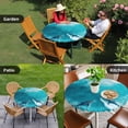 thumbnail image 4 of Teal Blue Ocean Shark Round Tablecloth for 36-44 Inch Tables, Fitted Table Cover with Elastic Edge, Coastal Wave Summer Beach Waterproof Outdoor Table Cloth Protector for Patio Garden Dinner Picnic, 4 of 9