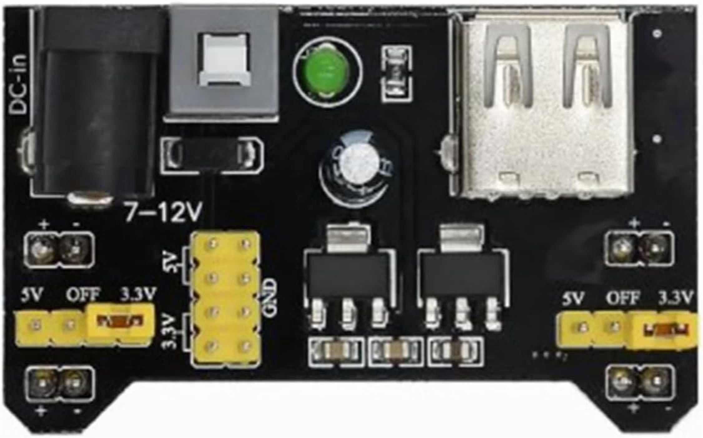 10-piece set 3.3/5 dual output power module - compatible with 102 prototype board, 6.5-12 & power supply, suitable for Raspberry Pi, electronic projects, breadboard circuits