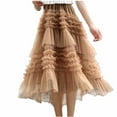 thumbnail image 2 of Dwaogom Women's A-Line Fairy Elastic Waist Tulle Midi Skirt Woman Mid-Length Tassels Solid Color Meringue A-Line Skirt, 2 of 4