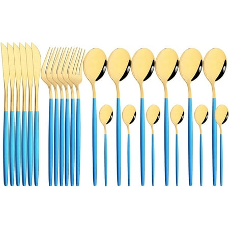 

UMMH 24 Pcs Gold Cutlery Sets Kitchen Tableware Stainless Steel Knife Forks Spoons Silverware Home Flatware Set Dinnerware Set