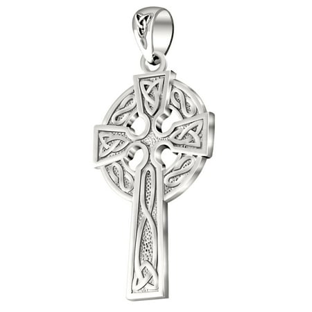 - Mens 0.925 Sterling Silver 2.31in Irish Celtic Knot Cross Polished Finish Pendant
