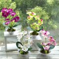 thumbnail image 3 of Artificial Butterfly Orchid Bonsai Fake Flower with Pot Home Room Table Decor Purple, 3 of 7