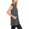thumbnail image 2 of Women's Short Sleeve Polka Dot Round Neck Casual Pockets Blouse Top, 2 of 5