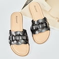 thumbnail image 4 of Ataiwee Women's Flat Slide Sandals - Casual Ladies Round Slip-On Cross Strap Summer Sandals., 4 of 5