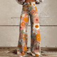 thumbnail image 2 of Jxximdong Pants for Women Women's Vintage Flower Print Casual Wide Leg Pants Orange XXXXXL Trousers, 2 of 4