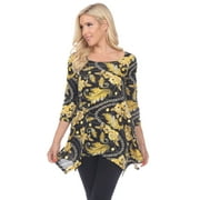 White Mark Women's Floral Chain Printed Tunic Top with Pockets