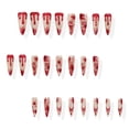 thumbnail image 5 of Tryvkinvive 24PCS Long Stiletto Press On Nails,Nude Base Red Drip Splatter Print Fake Nails,Reusable Full Cover Glue On Nails for Women Horror Halloween Costume, 5 of 6