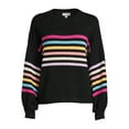 thumbnail image 4 of Dreamers by Debut Women's Striped Sweater with Puff Sleeves, 4 of 5