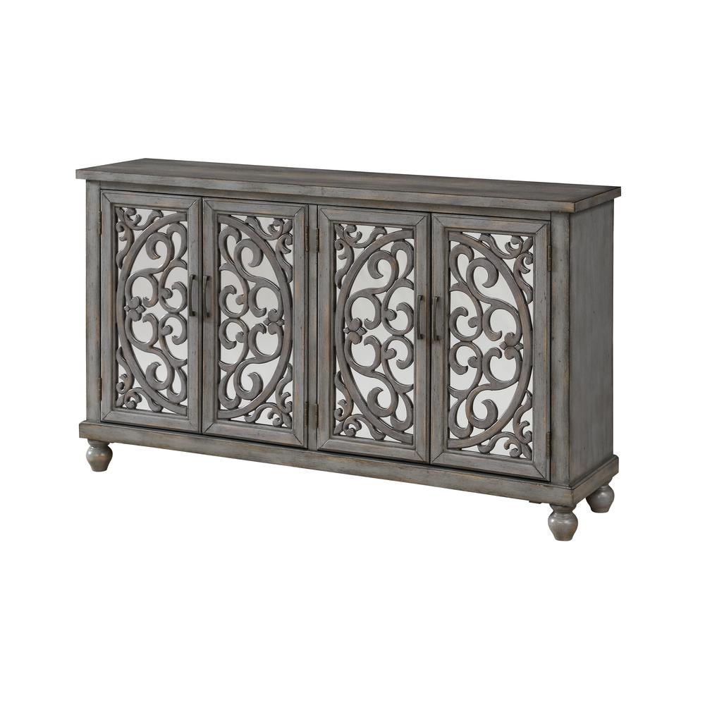 Four Door Media Credenza, Grey