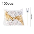 thumbnail image 3 of Easter Disposable Fruit Picks 100Pc White Bunny Shape Bamboo Sticks For Fruit Decoration Cupcake Party Tableware, 3 of 6