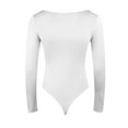 thumbnail image 5 of Durtebeua Women's Sexy Square Neck Bodysuit Long Sleeve Double Lined Shirt Tops White,S, 5 of 5