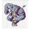 thumbnail image 3 of Rhino Shower Curtain, Cartoon Anthropomorphic Mascot Running Forward Character in Greyscale, Fabric Bathroom Set with Hooks, 69W X 70L Inches, Blue Grey Beige Pale Blue, by Ambesonne, 3 of 3