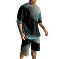 thumbnail image 1 of Costumes pour Hommes Ensemble 2 Pcs Hipster Imprimé Patchwork Tee-Shirt et Shorts pour Hommes Style Sport Moderne Décontracté, 1 of 8