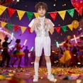 thumbnail image 2 of Teen Boys Dance Sparkly Dance Short Sleeve Top and Pants Set Jazz Dance Dance Performance Outerwear 13-14 Years, 2 of 4