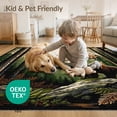 thumbnail image 4 of ODIKA 8'x10' Washable Area Rug Bear Paw Print Cabin Wildlife Scene With Rustic Woodland Border for King Size Bedroom Under Bed, Master Suite, Non-Shedding, Easy Care, 4 of 7