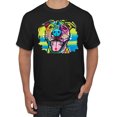thumbnail image 1 of Cute Happy Smiling Dog Rainbow Pitbull Dog Lover Men's Graphic T-Shirt, Black, Small, 1 of 3