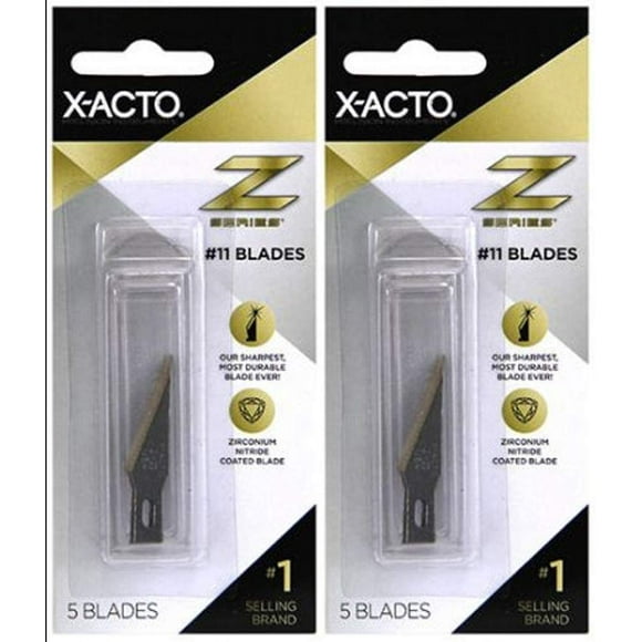 X-Acto 2-Pack Z Series Light-Weight Replacement Blade, No 11, 4-7/8 in L, Stainless Steel Blade, Gold Hue, 5 Blades per