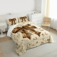 thumbnail image 3 of Homewish Retro Brown Bowtie Bedding Comforter Set,Vintage Bow Ribbon Twin Comforter Sets,Country Flower Floral Bedding Set For Girls Kids,Ultra Soft Home Decor Reversible,2pcs, 3 of 8