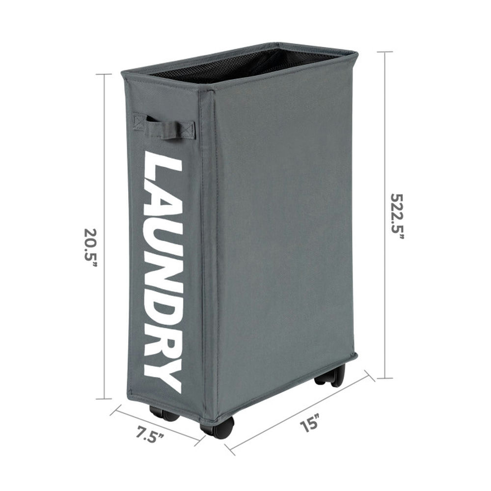 Finihen Laundry Hamper, Laundry Basket, 10 Gallon Slim Rolling Laundry Basket with Handle for Bathroom Dorm, Gray Finihen Laundry Hamper, Laundry Basket, 10 Gallon Slim Rolling Laundry Basket with Handle for Bathroom Dorm, Gray