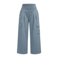thumbnail image 7 of GUACER Womens Cargo Pants Smocked High Waist Wide Leg Trousers with Flap Pockets Outdoor Casual Loose Pants, 7 of 7