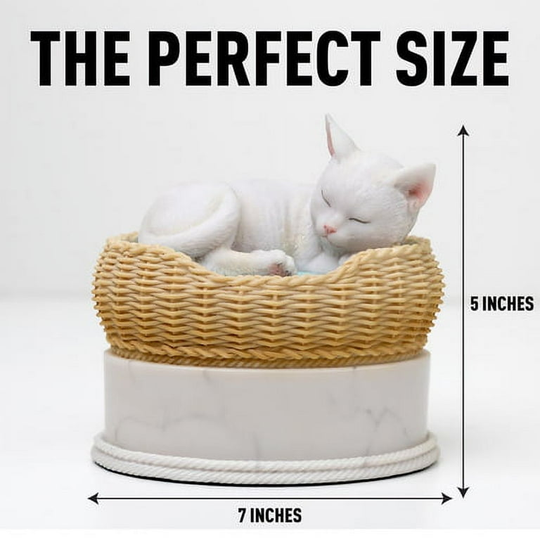 White cat urn top