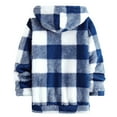 thumbnail image 2 of ZUKMRJPC Mens Double-Side Fleece Hoodies Full Zip Up Drawstring Vintage Plaid Hooded Sweatshirt Fall Winter Soft Warm Outwear with Pocket, 2 of 7