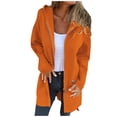 thumbnail image 3 of SROBPTY Womens Jackets, Cardigans for Women, Women's Winter Solid Hoodie Long Sleeve Mid Length Zipper Cardigan Jacket Top Orange,XXL, 3 of 5