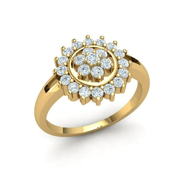 Real 1carat Round Cut Diamond Prong Fancy Modern Bridal Engagement Ring Solid Wedding Solid 14K Gold GH I1