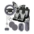thumbnail image 1 of 17 Pcs Car Seat Cover Full Set for Women Universal Fit Car Front Rear Seat Covers, Fluffy Steering Wheel Covers, Fleece Handbrake Shift Cover, Hanging, 1 of 4