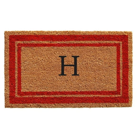 Calloway Mills Red Border 18" x 30" Monogram Outdoor Doormat (Letter H)