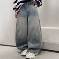 thumbnail image 2 of CAIXIA Boys Jeans Baggy Wide Leg Denim Pants Teen Fashion Casual School Trousers Mid Rise Elastic Band with Pockets for Back To School, 2 of 9