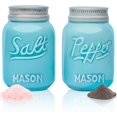 thumbnail image 1 of Beautiful decorative Mason's salt and pepper pot, suitable for old-fashioned, rustic, Eau Exquise blue solid ceramic - 3.5 OZ cap., 1 of 4