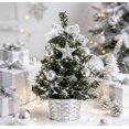 thumbnail image 4 of Mini Christmas Tree with Sliver Ornaments - 7.87" Artificial Tabletop Xmas Tree in Woven Basket, Small Holiday Decor for Desk & Window, 4 of 5