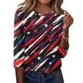 thumbnail image 2 of Women's 250th Anniversary Usa Shirt Independence Day Patriotic Star Print Crew Neck 3/4 Sleeve July 4th Top, 2 of 5