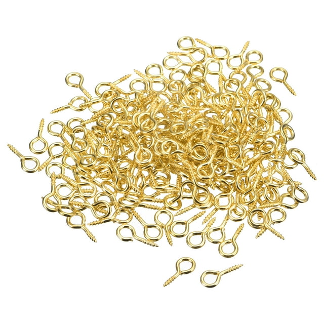 500uds Pequeño Tornillo Ojo Pasadores Ganchos Mini Ojales Tornillos Roscados, 5.5x12x1.2mm Autorroscante Tornillo para Joyería Fabricación DIY Artesanía, Dorado Tono