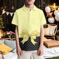 thumbnail image 2 of SUYIDA Stylish Boys Casual Short Sleeve Polka Dot Print Shirt Comfortable Daily Wear Top For Kids Light Yellow,13-14 Years, 2 of 4