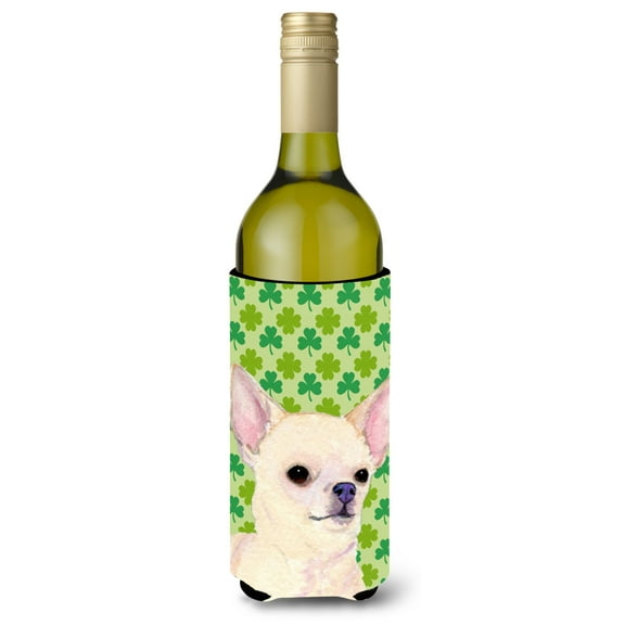 Carolines Treasures SS4403LITERK Chihuahua St. Patricks Day Shamrock Portrait Wine Bottle Hugger Wine Bottle multicolor