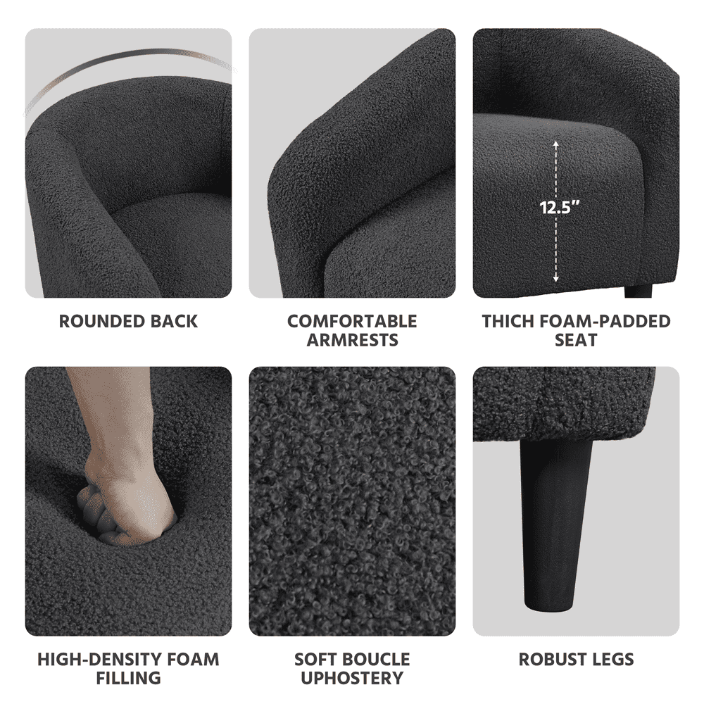 Renwick Upholstered Barrel Accent Chair, Dark Gray