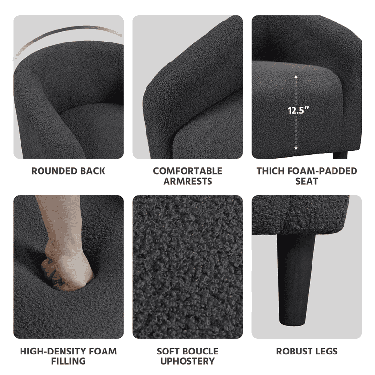 Renwick Upholstered Barrel Accent Chair, Dark Gray photo 6
