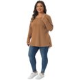thumbnail image 3 of DARING DIVA Women's Plus Crew Neck High Low Hem Blouse 3X Brown, 3 of 6